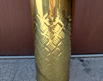 umbrella stand golden polished brass or stick holder big vase vintage 60's