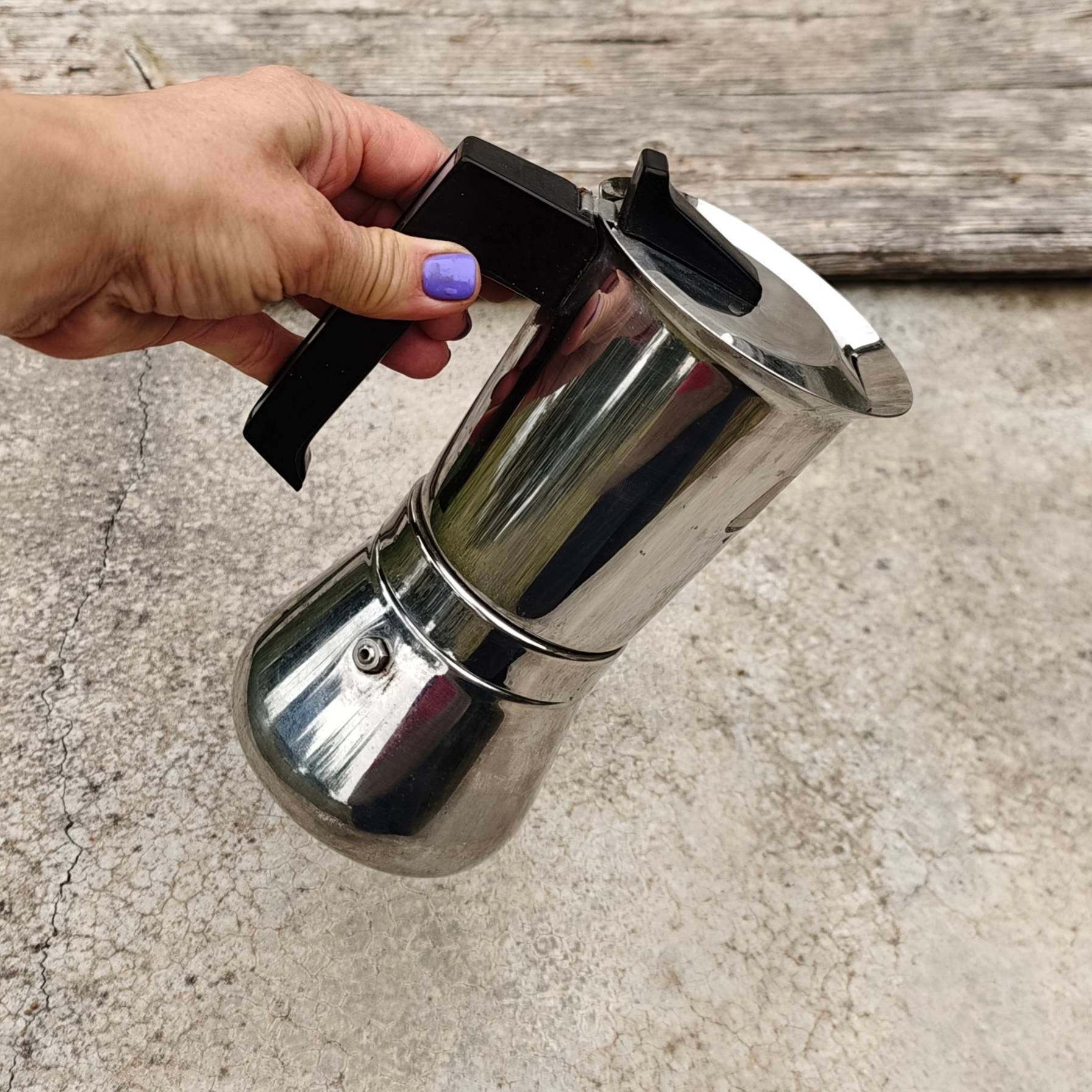 Vintage Steel Coffee Maker Vev Vigano for 6 Cups Italian Small Stainless Moka Pot Etsy