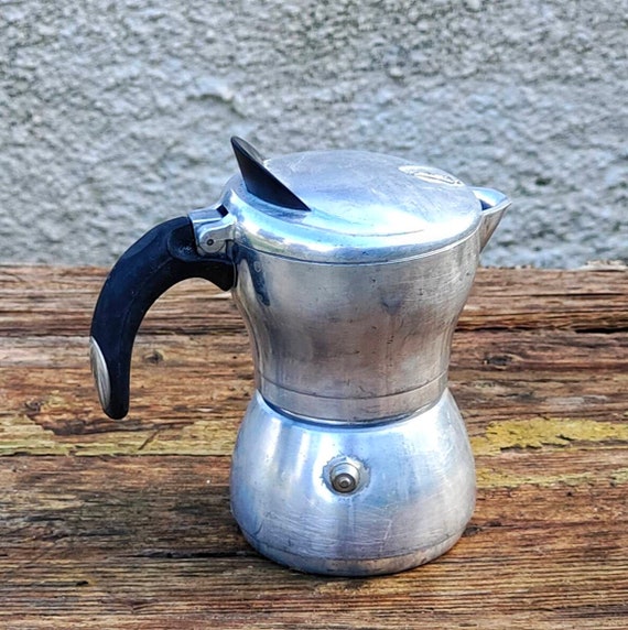 Vintage 90s Coffee Maker Bialetti for 4 Cups Aluminium Moka Pot 