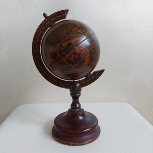 Wooden desk globe Vintage 60s table globe