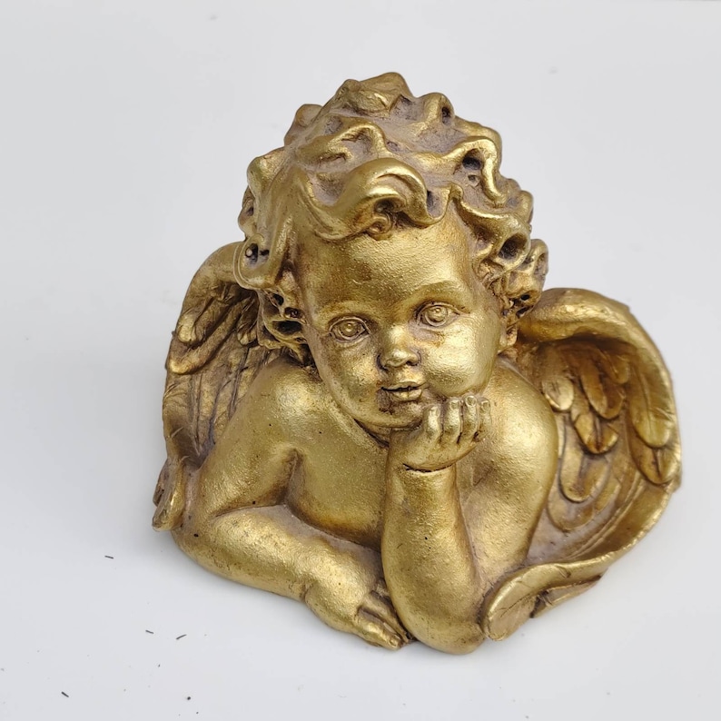 Vintage Golden Angel Statue Etsy