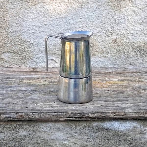 Vintage steel coffee maker Guido Bergna for 8 cups Italian moka pot