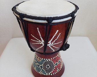 Vintage handmade musical instrument Dgembe little Drum bongo