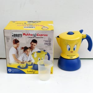 Bialetti Mukka Express TWEETY cappuccino maker for 2 cups with original box. Brand new