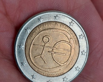Moneda antigua de 2 euros conmemorativa de la Unión Europea de 1999-2009. Regalo para coleccionistas
