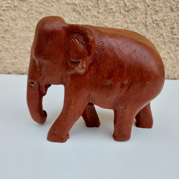 Elefante vintage Tavolo in legno intagliato a mano in teak figura animale arredamento africano