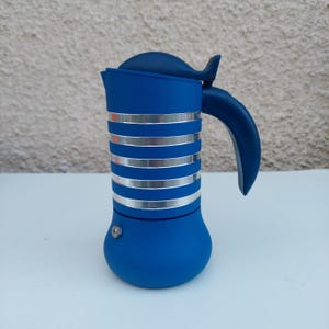 Coffee maker Moka Espresso Moka pot Blu and silver for 3 cups.