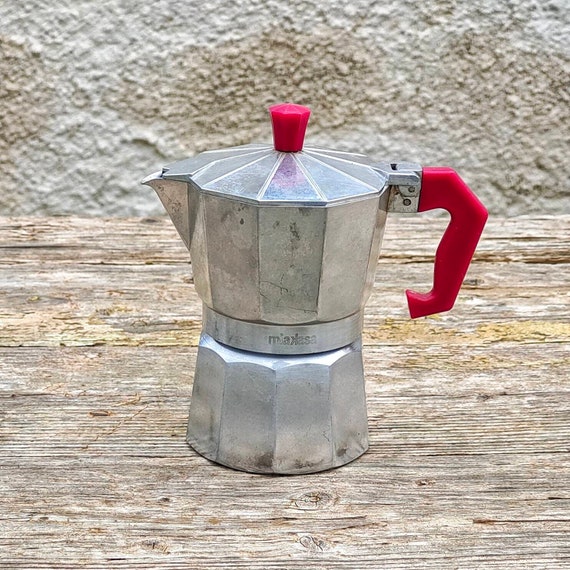 Vintage 70s Aluminum Coffee Maker Pezzetti Moka Pot for 3 Cups 