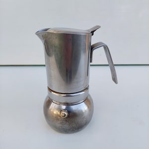 steel coffee maker Stella for 2 cups Italian stainless inox 18:10 moka pot.