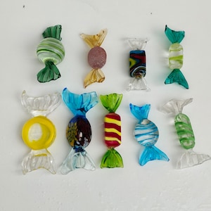 RESERVED Vintage Colored Murano Glass candies Figurines Set of 9