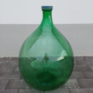 Vintage large dark green Italian glass demijhon 54 litres