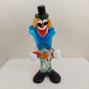 glass clown figurine Murano crystal handblown. Table shelf decoration
