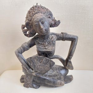 Balinese  Dancing Woman Statue Ethnic Tribal Decor  Vintage Oriental Figurine  Boho Home accent.