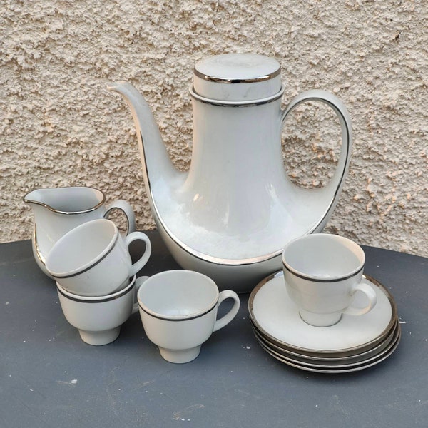 Set da caffè o tè vintage in fine porcellana Bavaria Weiden Shelmann 4 tazze di salsiere e lattiera Stoviglie dal design contemporaneo