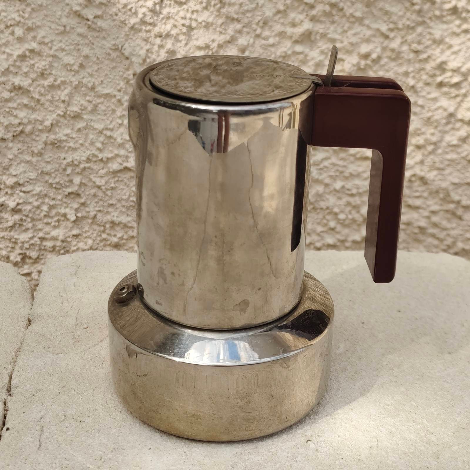 Vintage armonie Stovetop Moka Pot, With Magnetic Bottom for Induction 6  Cups, in Stainless Still, Manufactured Inoxpran, Made in ITALY 