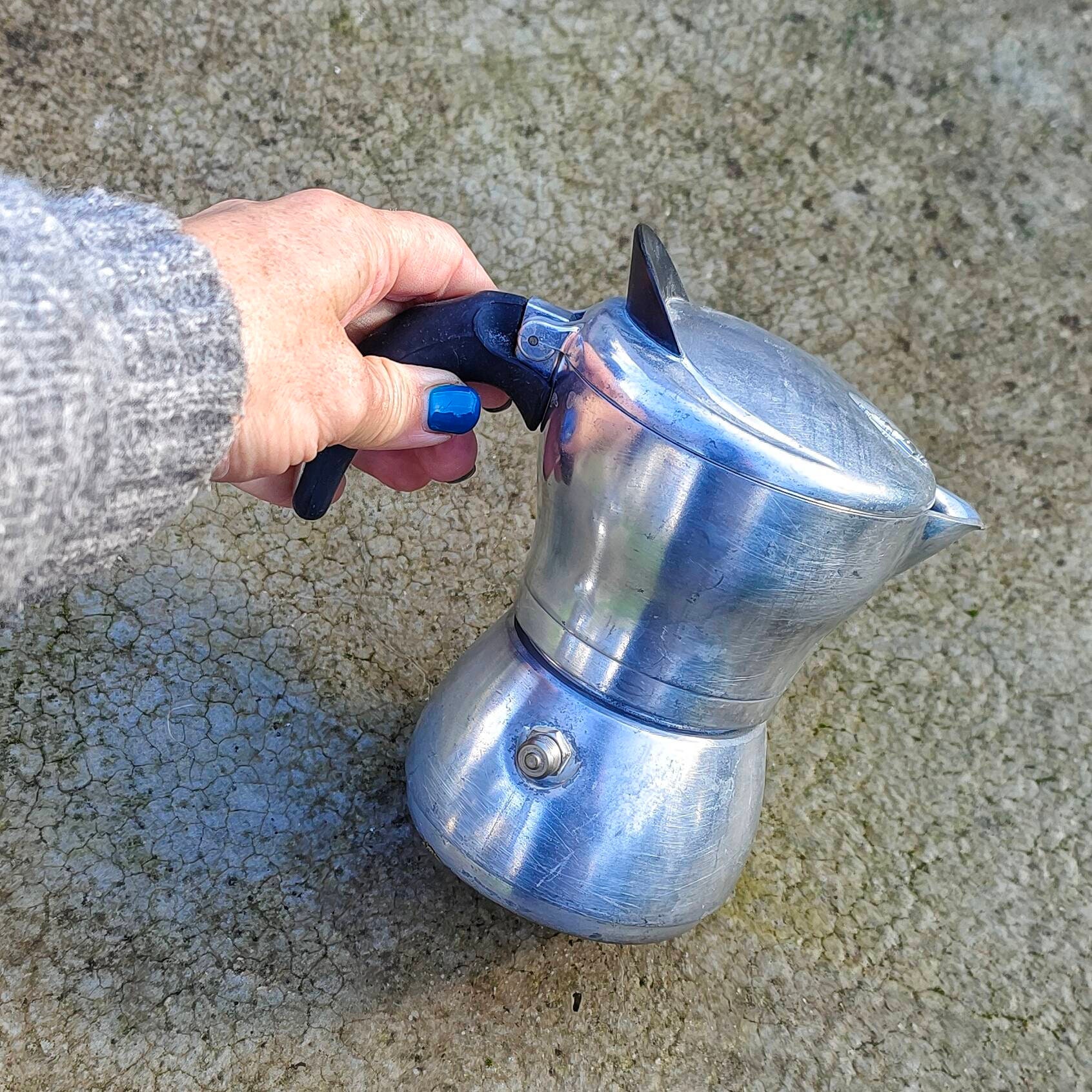 Vintage 90s Coffee Maker Bialetti Moka Express for 6 Cups Aluminium Moka Pot  