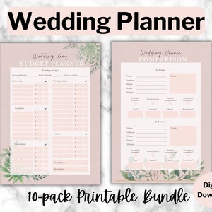 Printable Wedding Checklist | Wedding Planner Bundle | Wedding Planning Pages PDF| Gift for Her| Newly Engaged |Digital Download