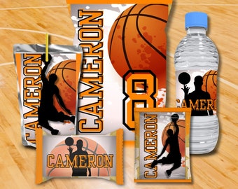 Basketball Birthday Party Snack Label Bundle (bearbeitbarer Canva Download)
