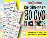 CVC Word Flashcards, Kindergarten Prep, 80 CVC Flash Cards, Phonics Practice, Homeschool, Preschool, Learn CVC Words, Flashcards & Pictures