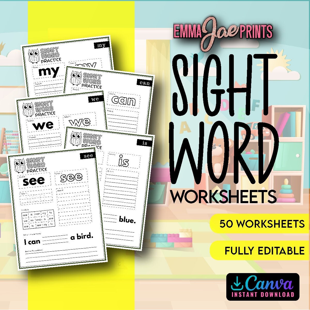 Editable Sight Word Worksheets