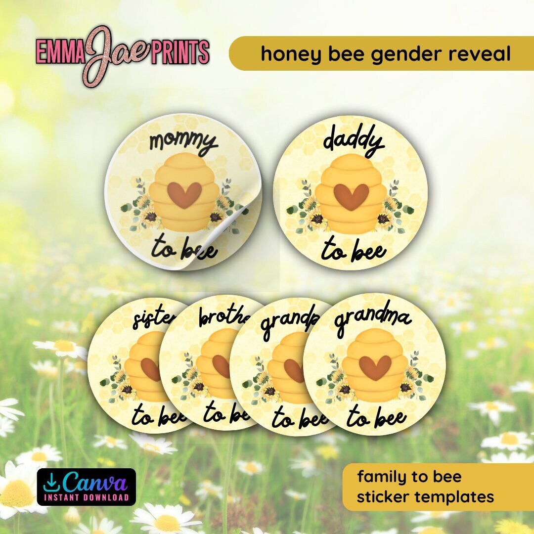 What Will Baby Bee Gender Reveal Family to Bee Sticker Labels, He or ...