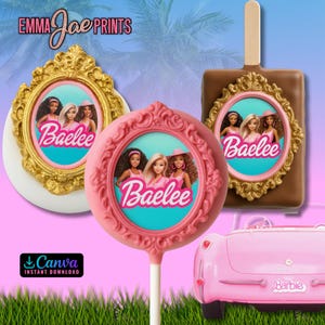 Redigerbara dockfödelsedagsbilder för ätbara: Mall för godistillverkare (digital nedladdning)