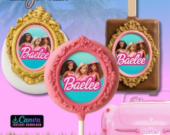 Imágenes comestibles editables para cumpleaños de muñecas: Plantilla para hacer dulces (Descarga digital)