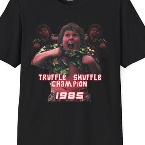 The Goonies Truffle Shuffle Unisex Softstyle T-Shirt, Movie Quote Tee, Classic Film Shirt, 80s Retro Top, Distressed Graphic Tee