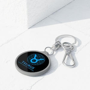 Taurus Zodiac Keychain: Astrology Gift, Celestial Keyring Tag