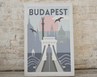 Budapest Vintage Travel Poster, Home Decor, Vintage City Wall Art, Poster, Modern Illustration, Minimal Design, City Design, Travel Art
