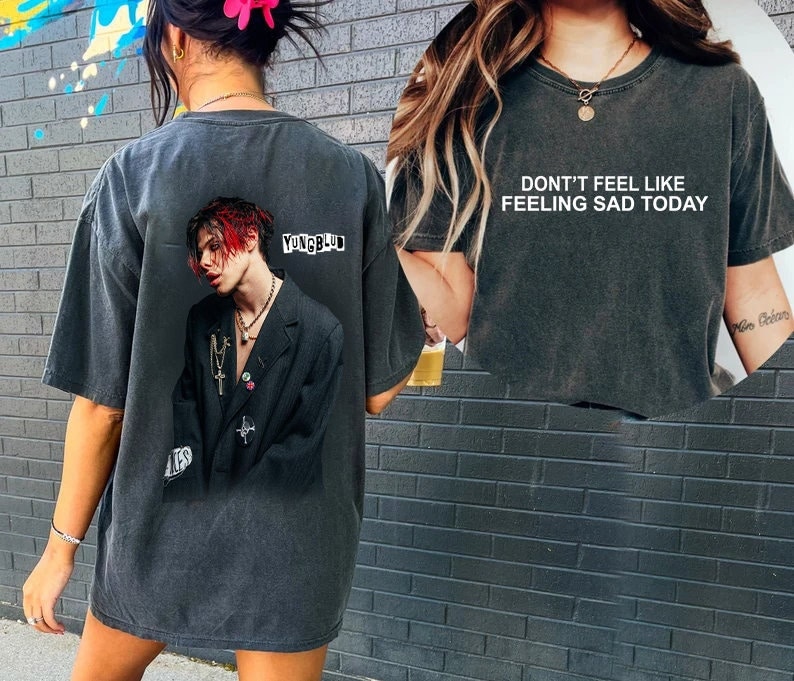 YungBlud T Shirt Be Happy Face Logo Nouveau Officiel Hommes Blanc