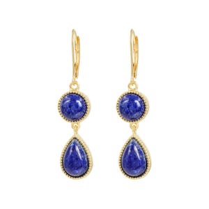Lapis Lazuli Tropfen Ohrringe, 925 Sterling Silber, handgemachter blauer Edelstein Schmuck, minimalistisches Geschenk für sie, Ohrringe für besondere Anlässe