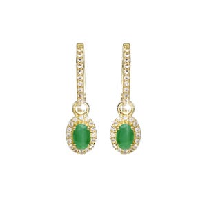 Oval Emerald Earrings, Gold Emerald Drop Earrings, Dangle Green Emerald Earrings, Dainty Prong Set Earrings, May Birthstone Jewelry for Her