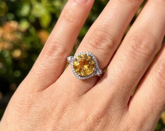 Bague citrine ovale, argent sterling 925, or vermeil 14 carats, bijoux à porter au quotidien