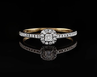 Anello minimalista con zircone naturale, argento sterling 925 placcato oro 14 carati, regalo di Natale per lei, anello con pietra preziosa per il compleanno, gioiello fatto a mano