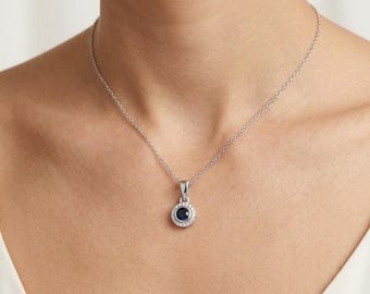 Blue Sapphire Sterling Silver Necklace, September Birthstone, 14K Gold Vermeil