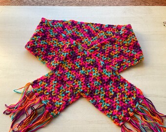 Handmade Crochet Fringed Scarf (Child)