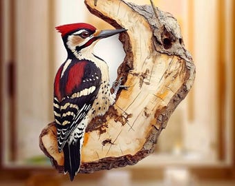 Vintage Specht Holzwandkunst, rustikale Bauernhausvogeldekor