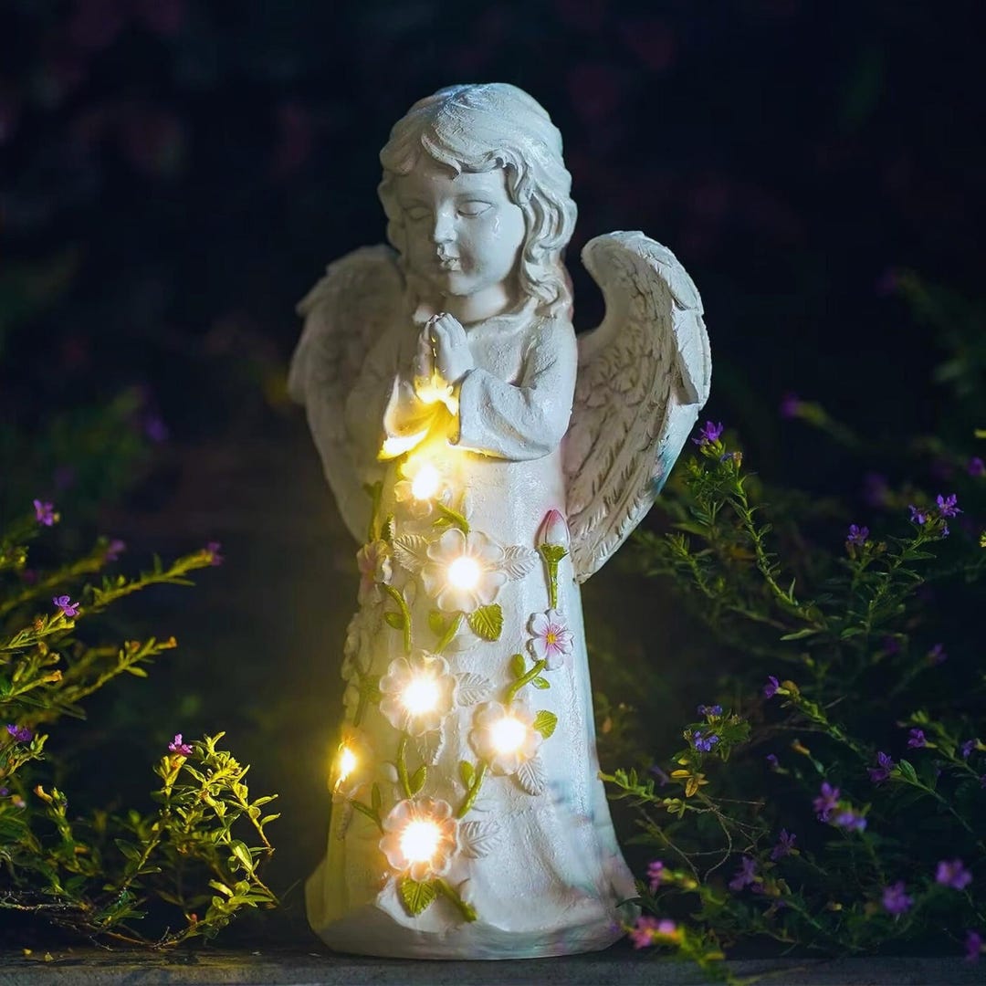 Solar Angel Garden Statue With Warm LED Lights – Memorial Lawn Decor - Etsy