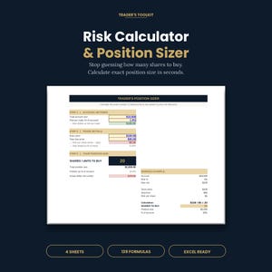 Trading Risk Calculator Excel, Position Sizer Spreadsheet, Stock Forex Crypto Day Trader Tool