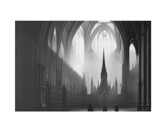 Gothic Cathedral Wall Art | Witchy Gallery Wall Art | Church Poster | Gothic Church Art | Gothic Decor | Church Wall Art | Canvas Wall Art