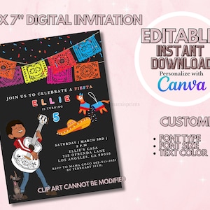 Editable Digital Disney Coco Miguel Fiesta Birthday Invitation-DIY INSTANT DOWNLOAD