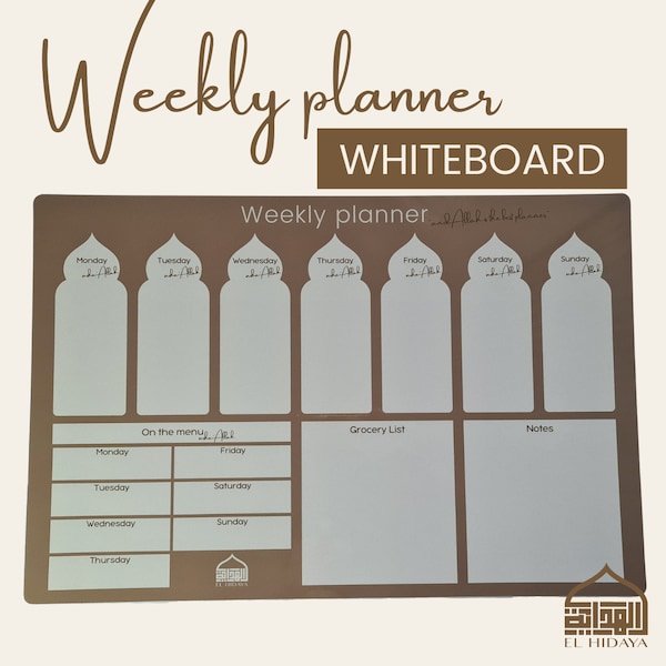 Islamic Weekly Planner Whiteboard | Islamic family planner | Islamic planner