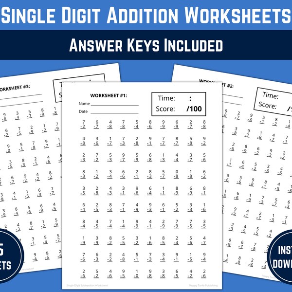 Addition Worksheets - Etsy
