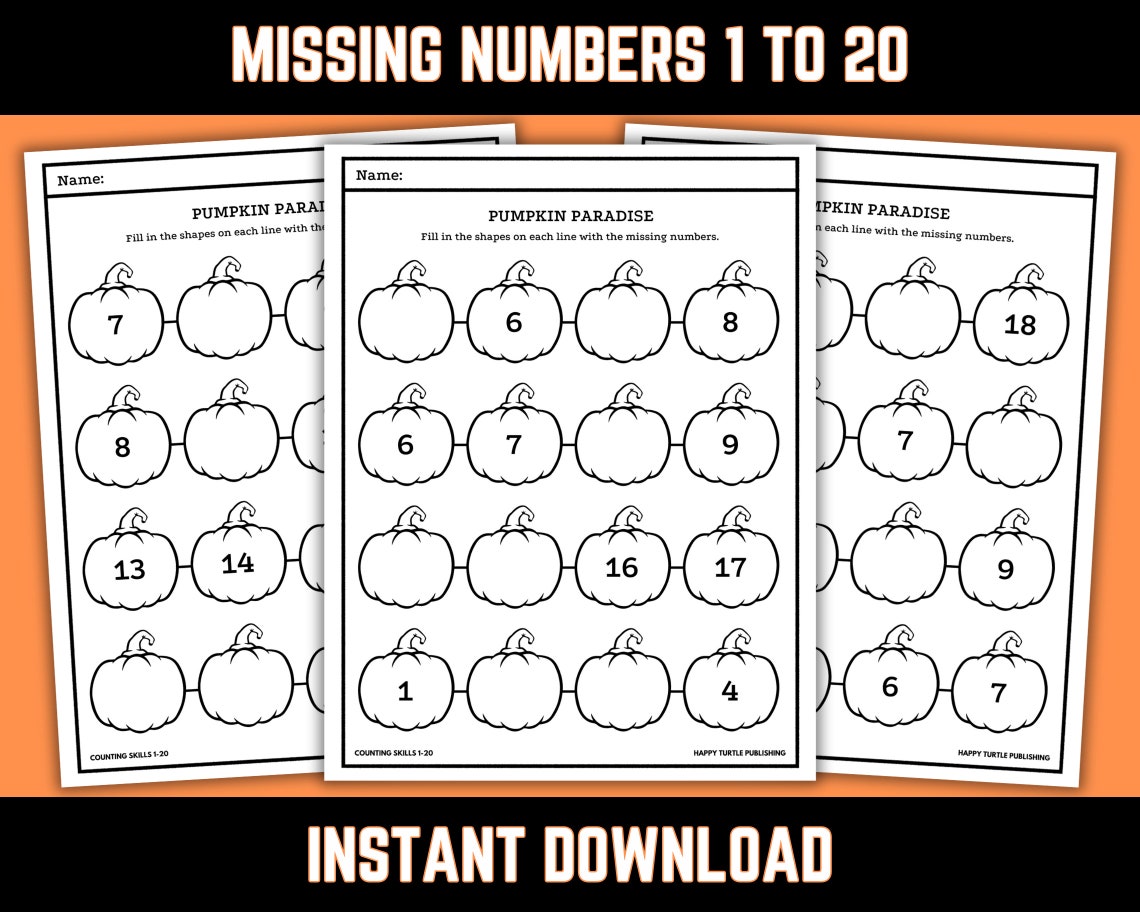 25 Halloween Missing Number Worksheets, Counting Practice From 1 to 20 ...