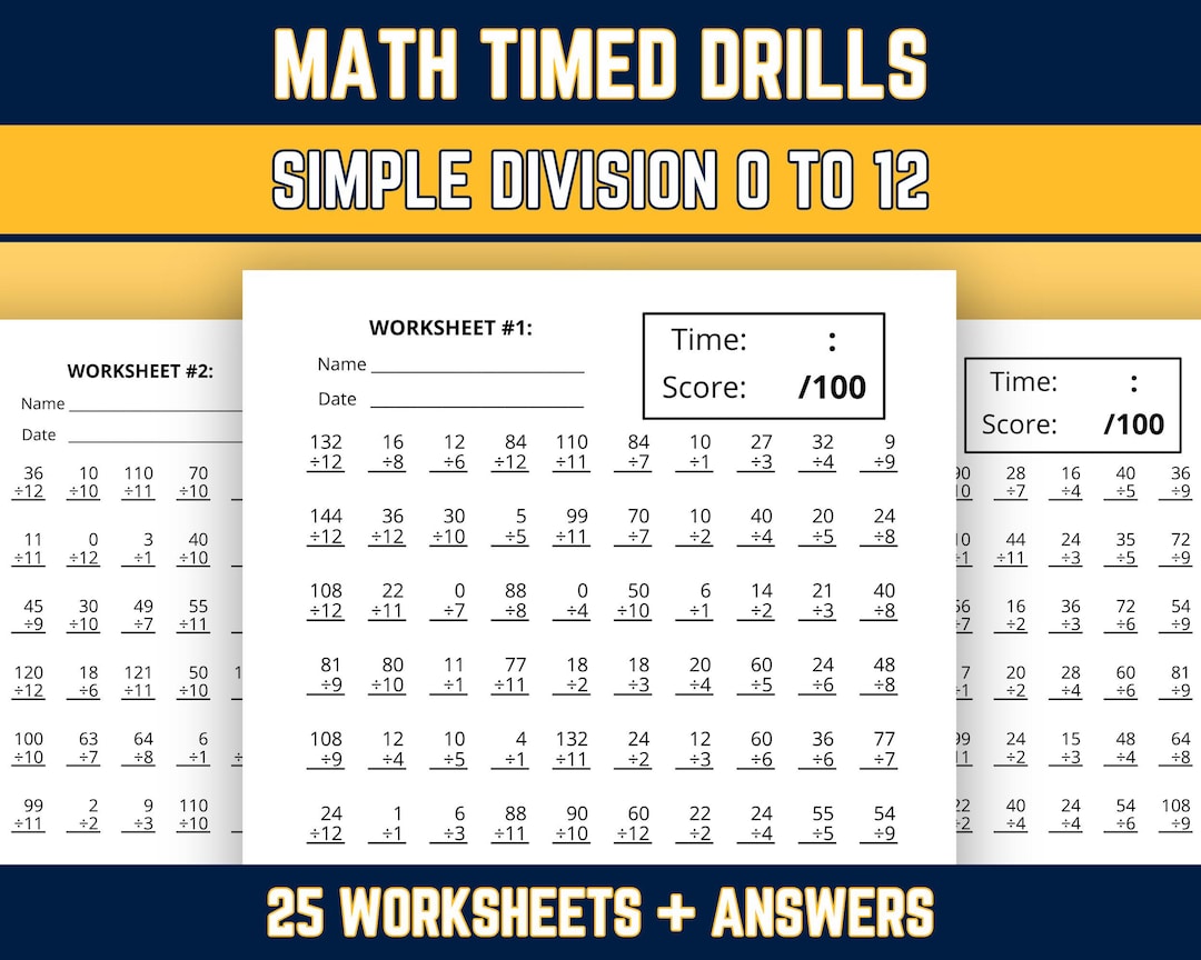 Advanced Division Worksheets Simple Division Worksheets, Division Facts 0 to 12 Times Table, 3rd 4th ...