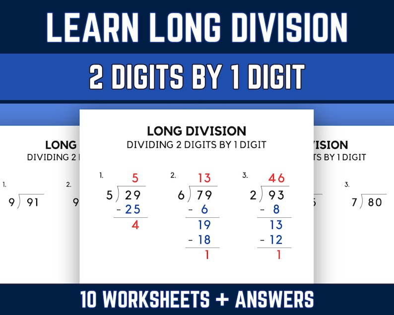 Long Division Practice Worksheets With Answers, 5th Grade Math ...