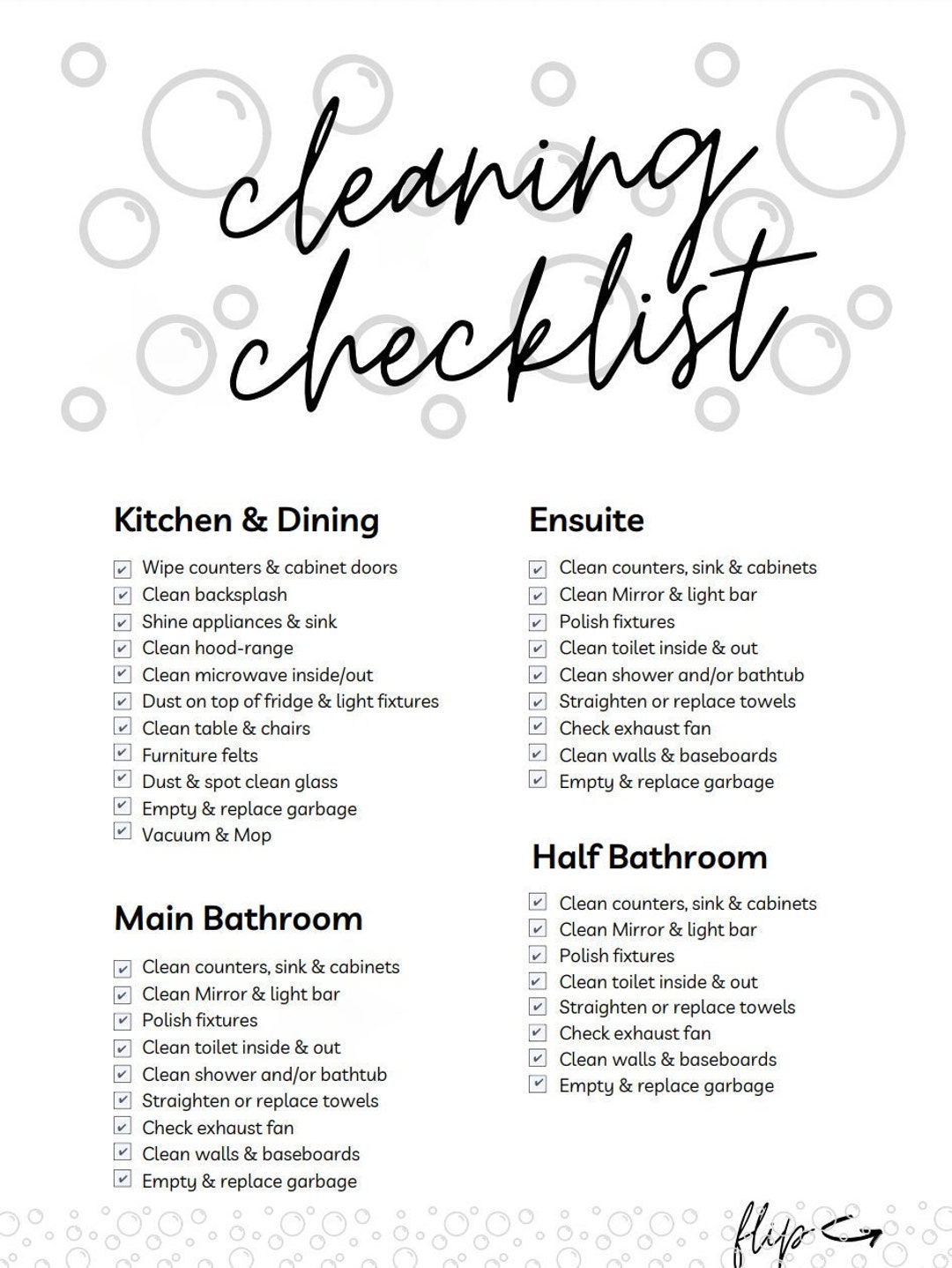 Editable Printable Cleaning Checklist Etsy