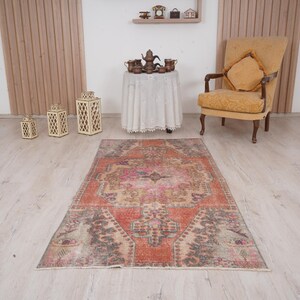 turkish rug 3x7, muted rug, oushak area rug, area rug 3x7, turkish vintage rug, anatolian rug, vintage rug, turkish rug, handmade rug, 794