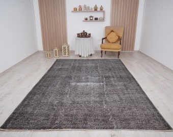 7x10 rug, oversize oushak rug, large vintage rug, 7x10 turkish rug, wool rug, handmade, muted oushak rug,faded turkish rug,oversize rug,1231